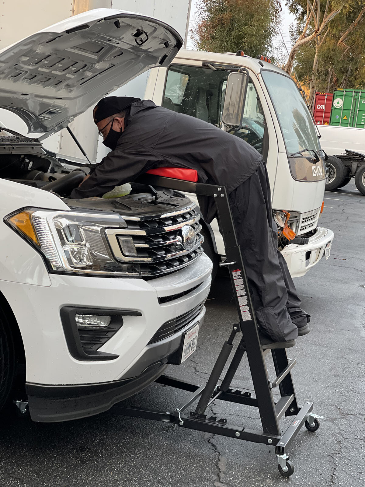 Engine Access Foldable Topside Creeper With Adjustable Height & Padded Deck