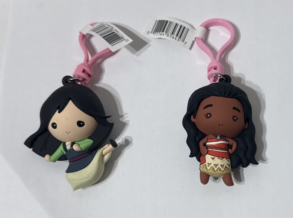 Monogram™ Disney™ Girl Power 3D Foam Blind Bag Clip 3” Mulan & Moana 2pc LOT New