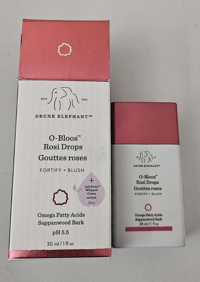 Drunk Elephant O-Bloos Rosi Drops Glow Fortify Blush Omega Fatty Acids 1 oz NIB