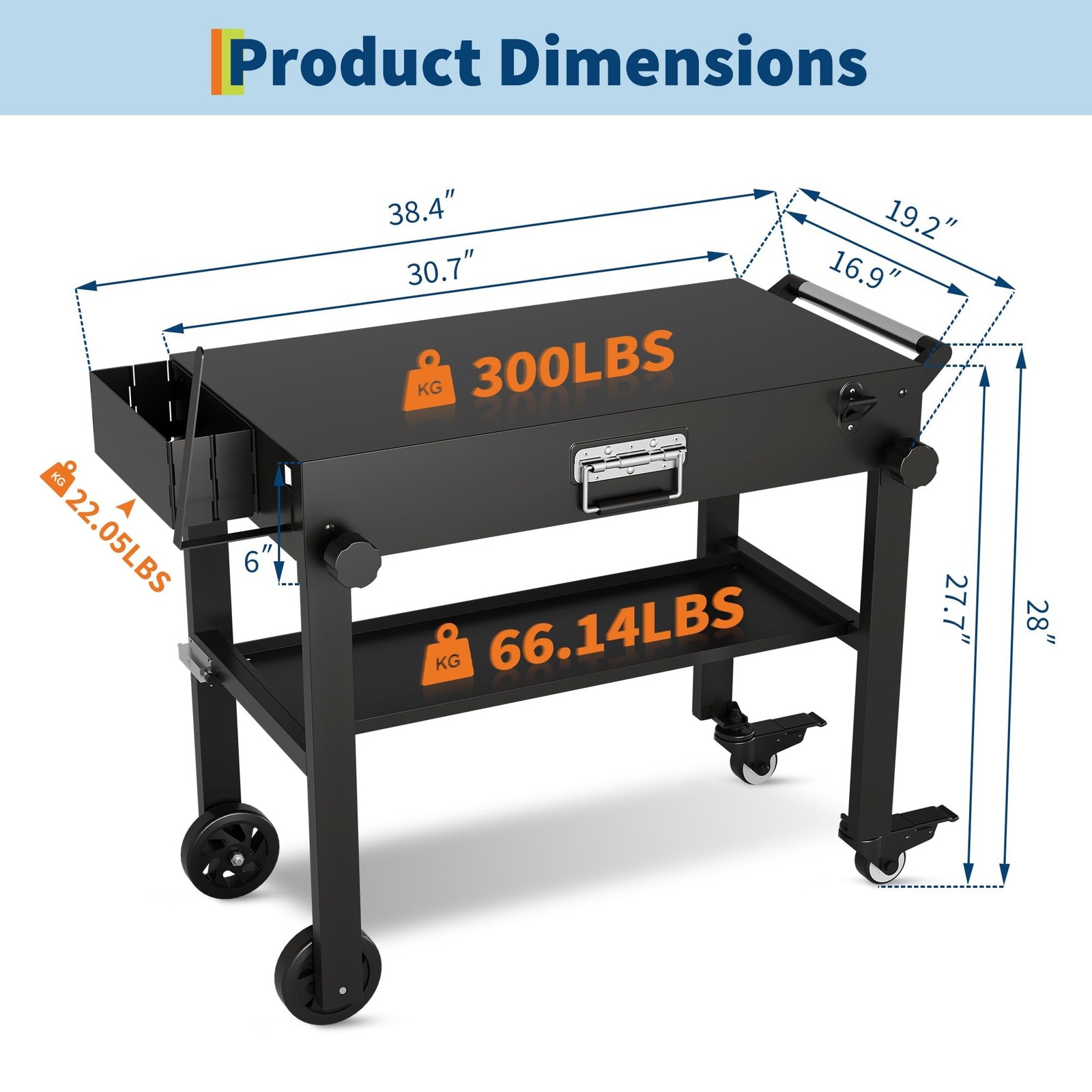 Outdoor Grill Cart Foldable Blackstone Griddle Stand for 17" & 22" Griddle Grill