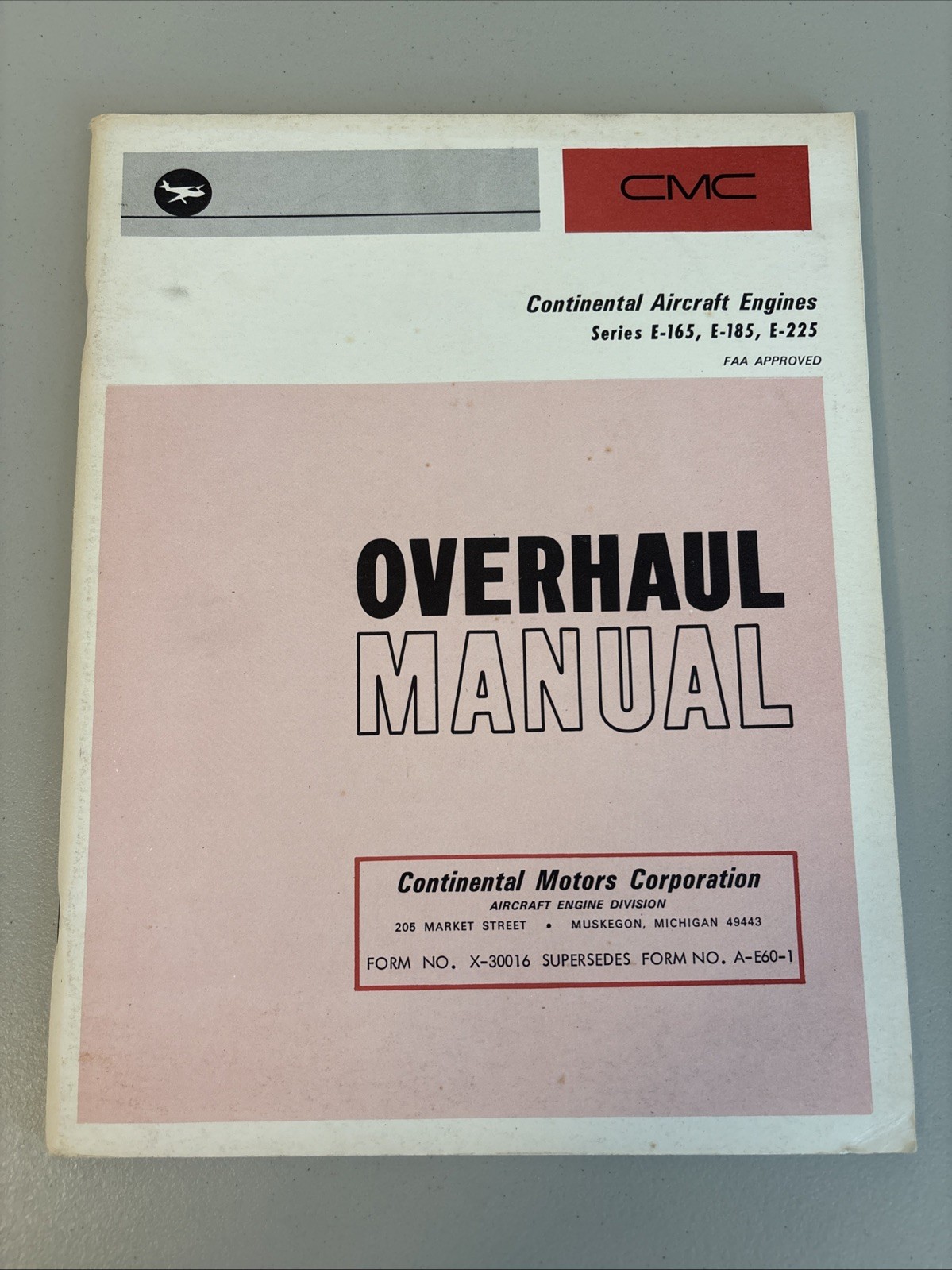 Continental Aircraft Engines E Series E-165, E-185 & E-225 Overhaul Manual