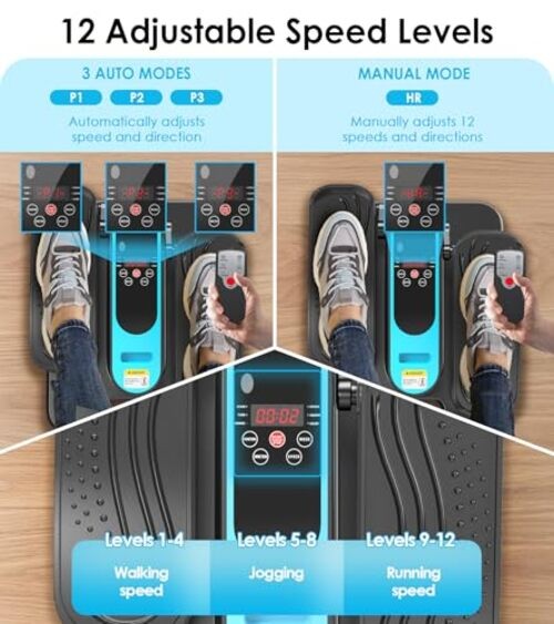 2025 New Under Desk Elliptical Machine,Portable Seated Pedal Exercise Blue