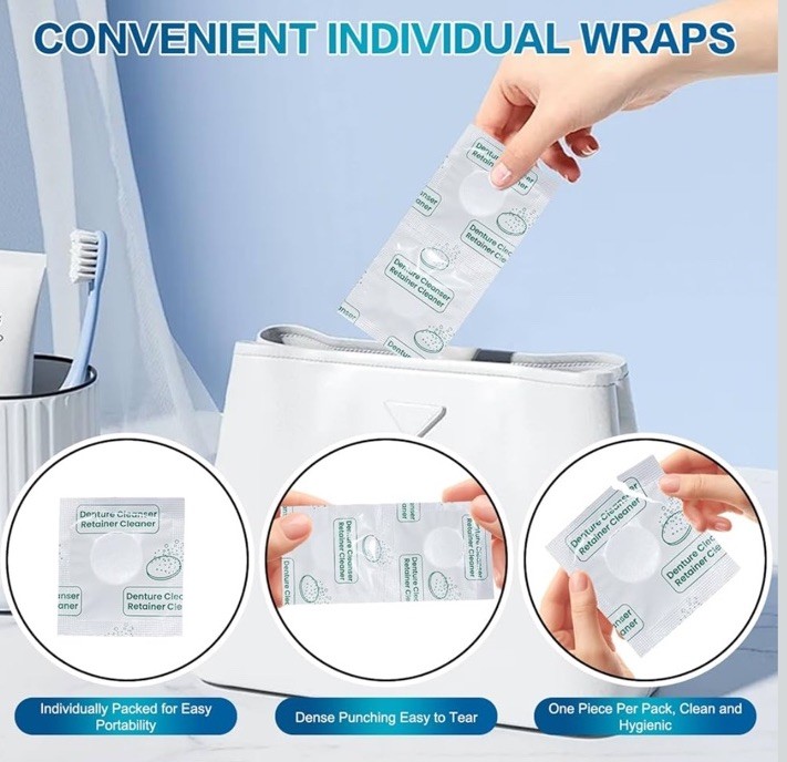 Retainer Cleaner Tablets, Denture Cleaner Effervescent Tablets