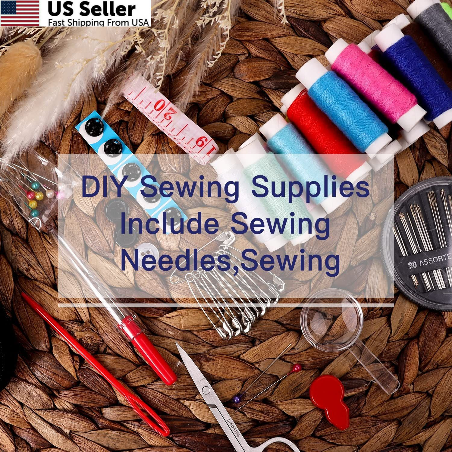 JUNING Sewing Kit with Case Portable Supplies B-Threads-Black, Black