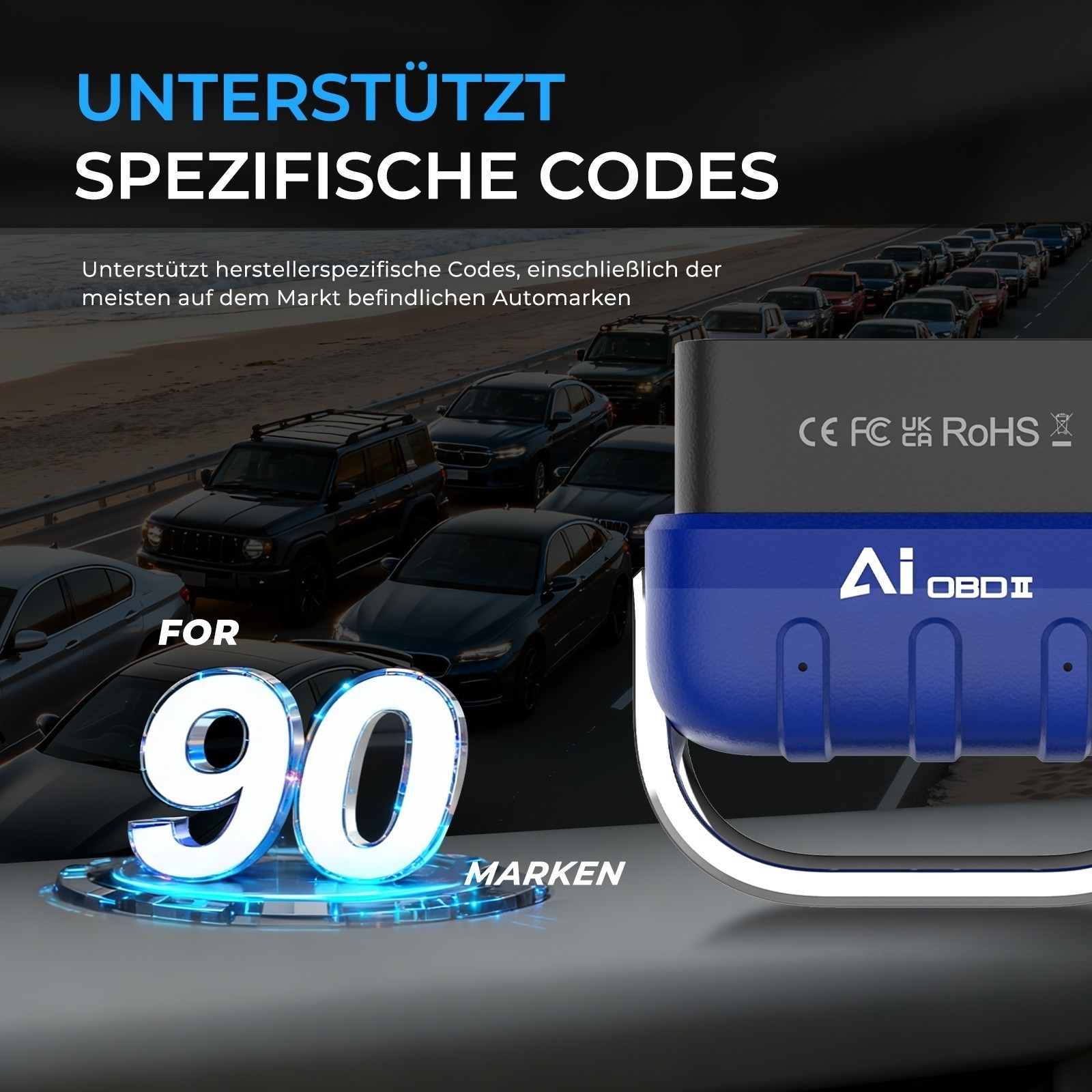 AI OBD-II Car Code Reader Diagnostic Scanner Bluetooth 5.4 MEMORY CONNECTION NEW