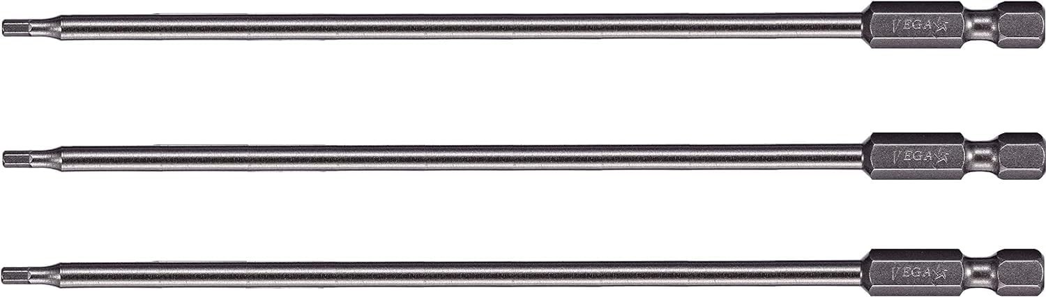 3 Pack VEGA 4mm Hex Power Bits Professional Grade Shank 6 Inch Long Allen