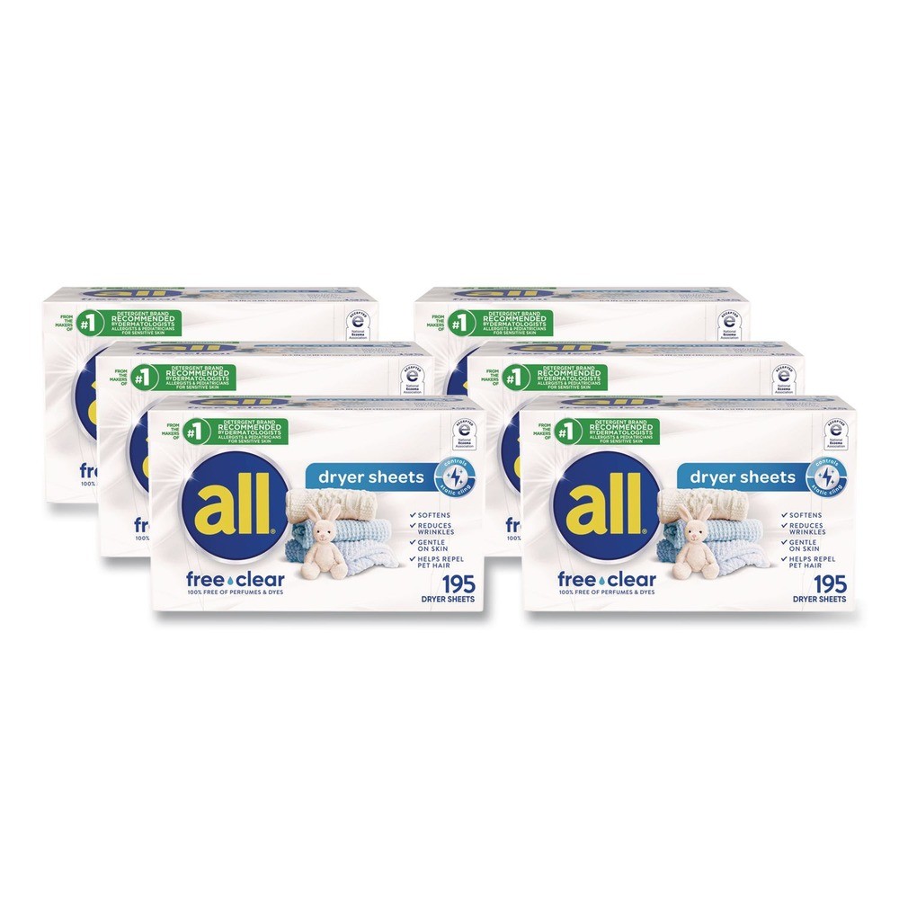 Dial 47362 Free Clear Dryer Sheets - Fragrance Free (6/Carton) New