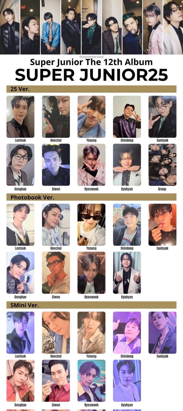 SUPER JUNIOR THE 12TH ALBUM SUPER JUNIOR 25 OFFICIAL PHOTOCARD ALBUM ALL VERSION