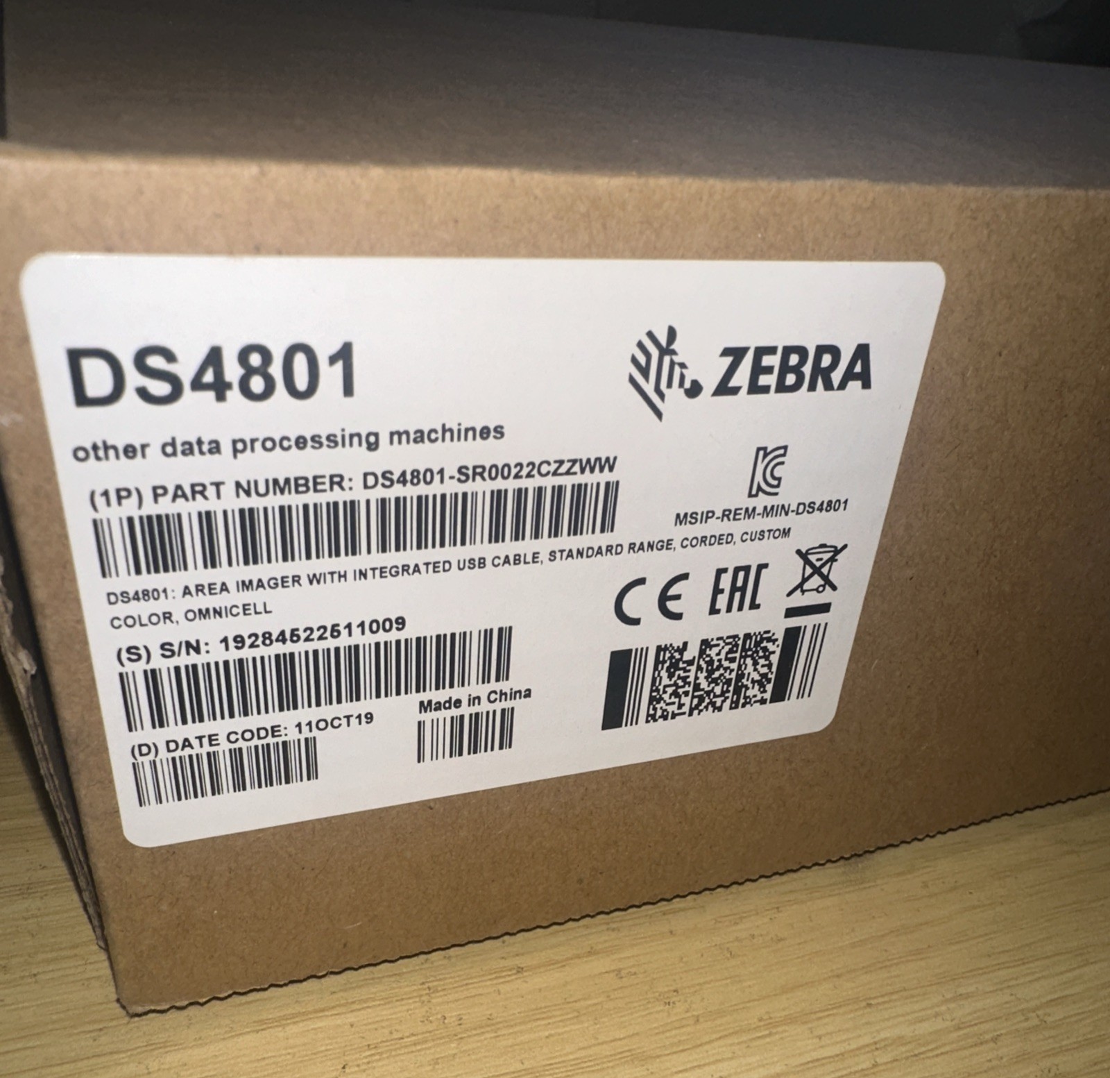 DS4801 Zebra Scanner. New In The Box!