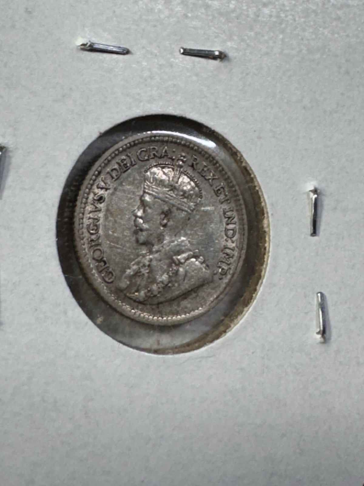 1917 Canada 5 Cents Small Silver Coin Cleaned