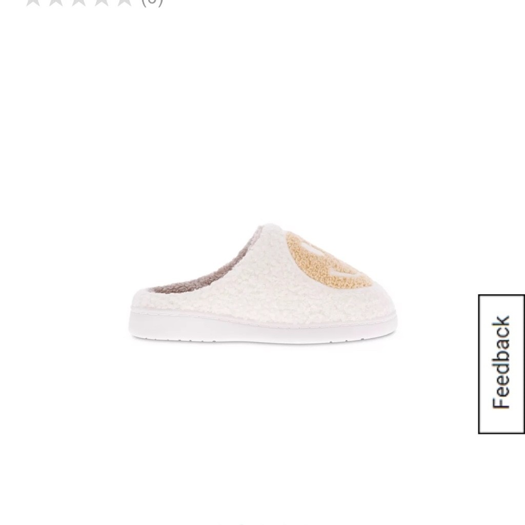 MIA Cream and Gold Smiley Face Slippers