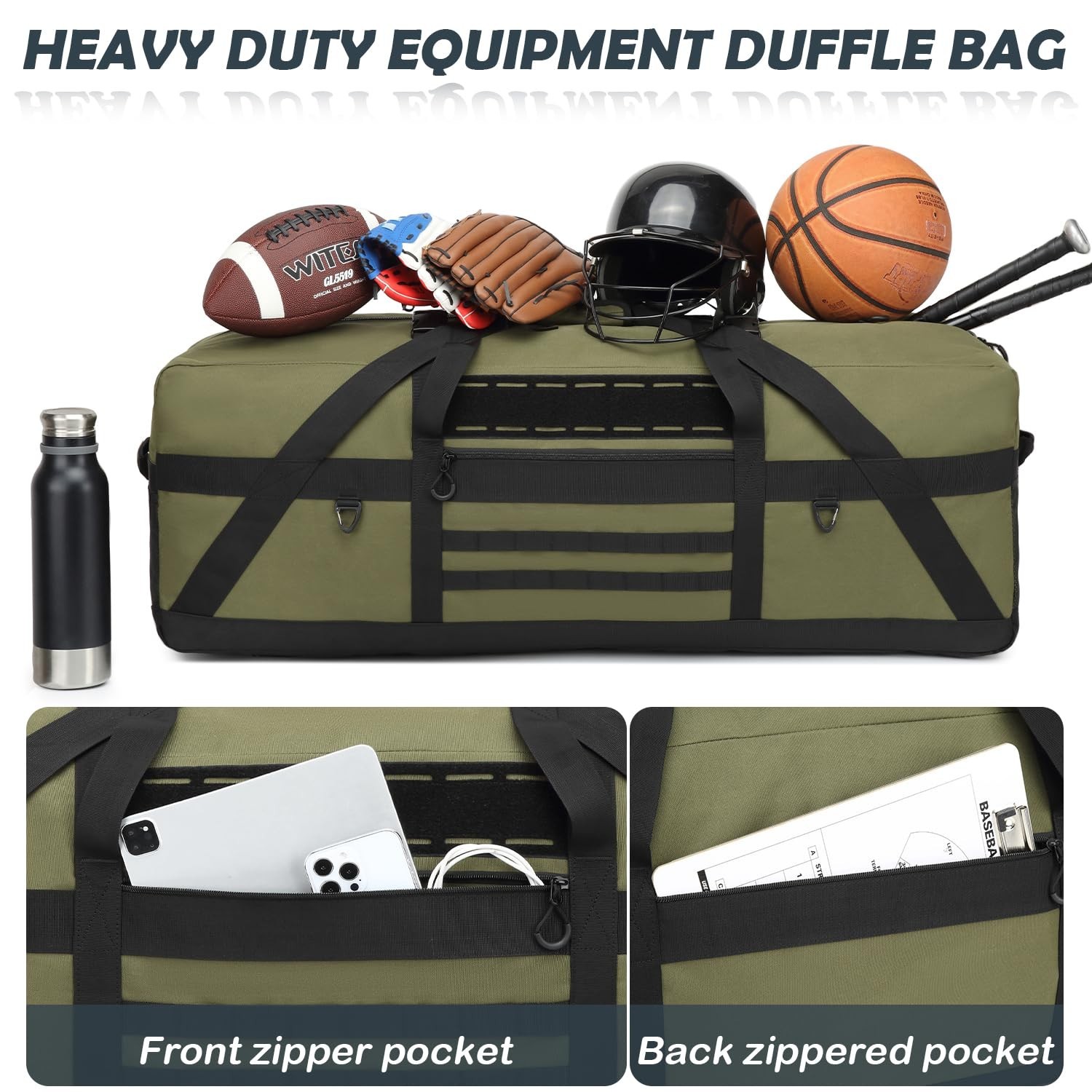 125L Extra Large Duffle Bag - Heavy Duty Duffle Bag with Multiple Pockets, Pe...