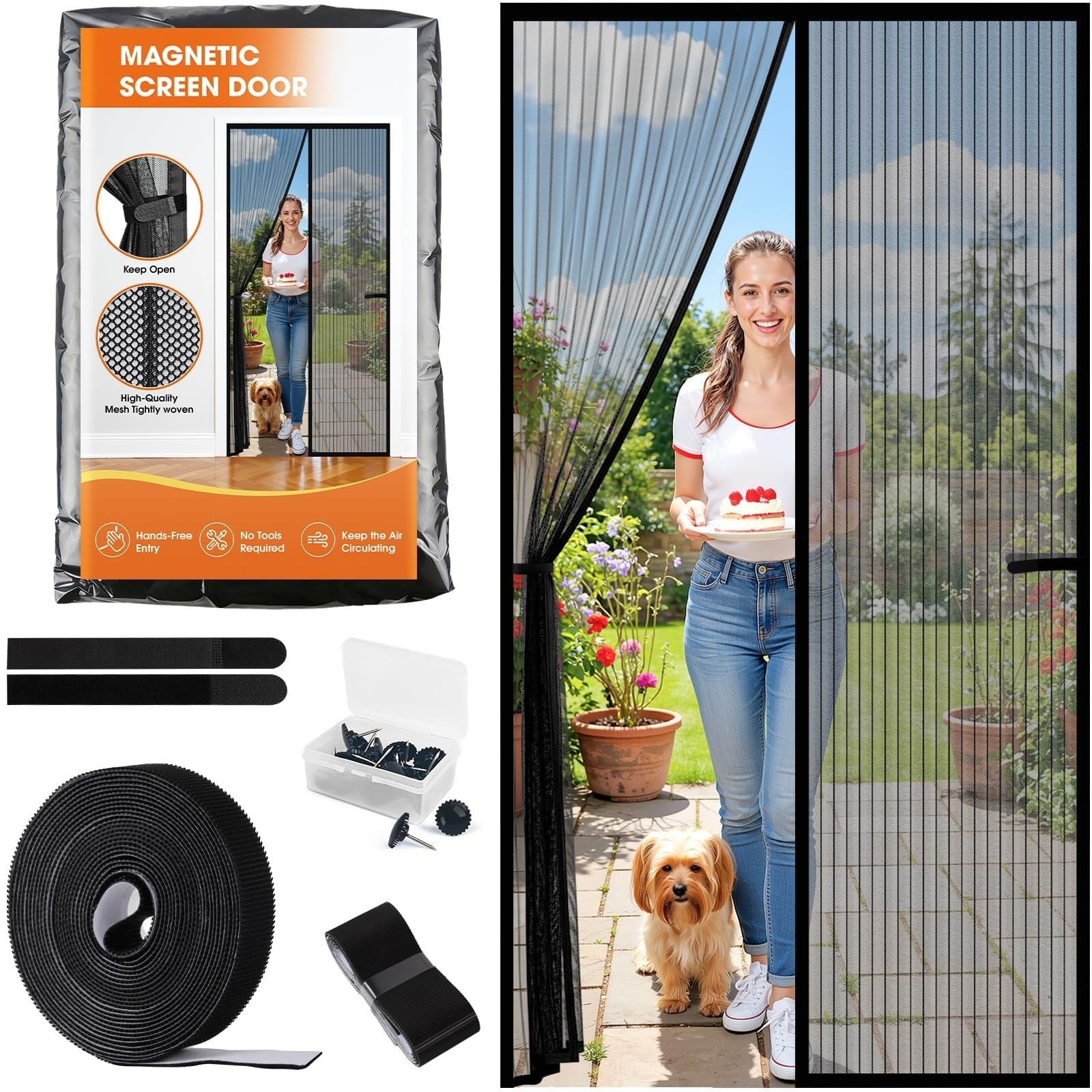 Magnetic Screen Door, Screen Door Mesh, Heavy-Duty Mesh Curtain, Door Net Kee...