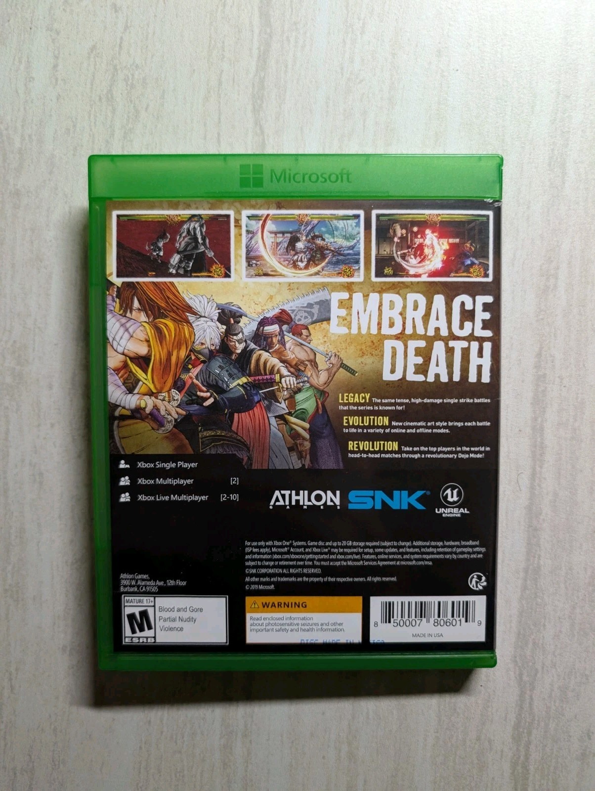 NO GAME Samurai Shodown Showdown Xbox One Case XB1