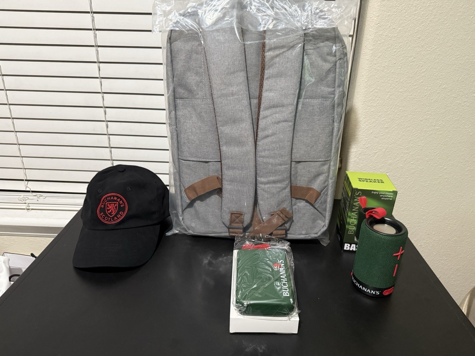 Buchanan’s Bundle. Backpack+Bluetooth Speaker+Cap & Stainless steel Flask. New.