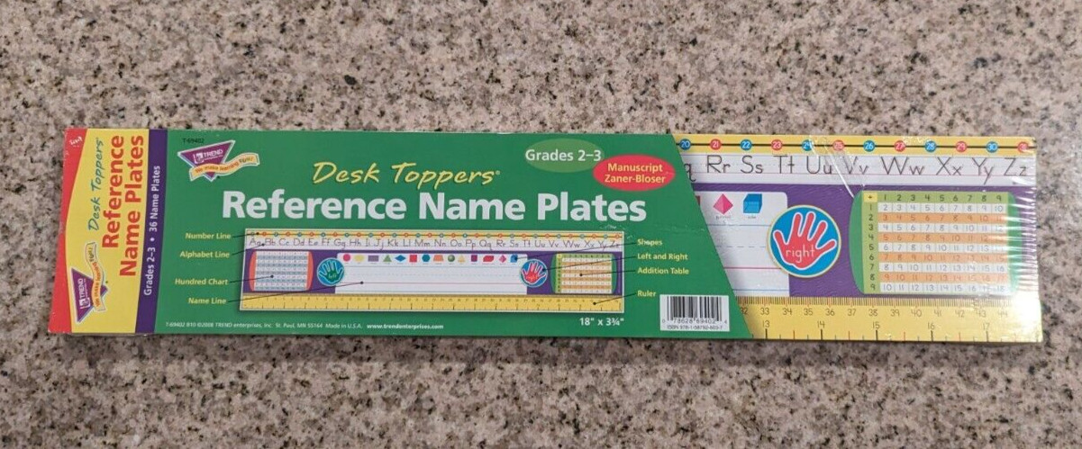 Gr. 2-3 Zaner-Bloser Desk Toppers Ref. Name Plates, 36 ct Trend Enterprises Inc.