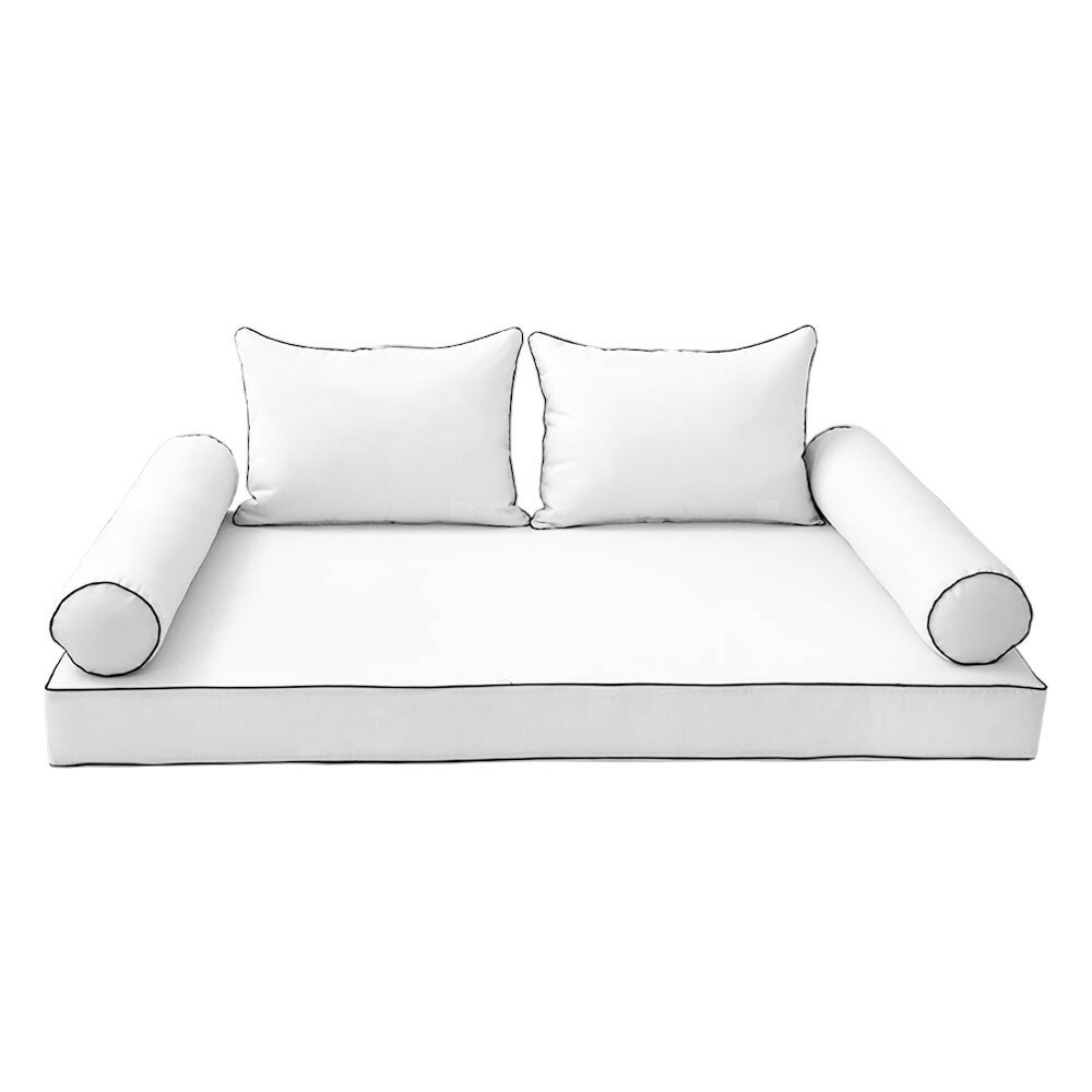 *COVER ONLY*-Style 4 Daybed Mattress Bolster Pillow Contrast Trim Twin-XL-AD106