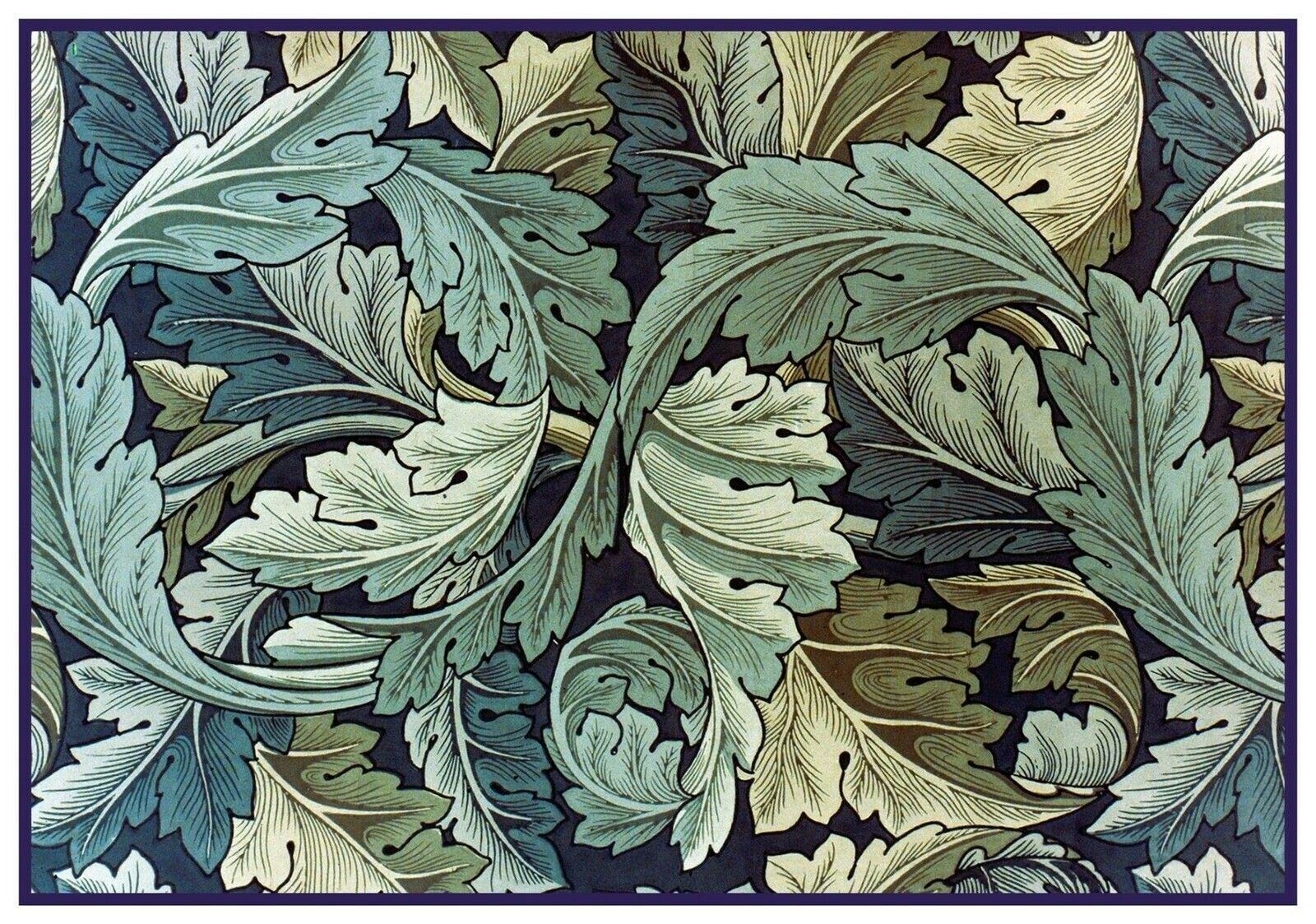 William Morris Acanthus Vine Blue Green Counted Cross Stitch Chart Pattern