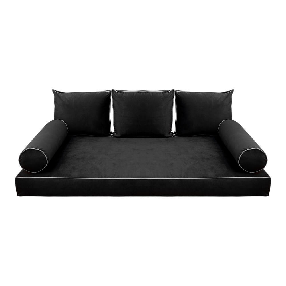 STYLE V3 Twin Velvet ContrastPipe Indoor Daybed Mattress Pillow|COVER ONLY|AD350