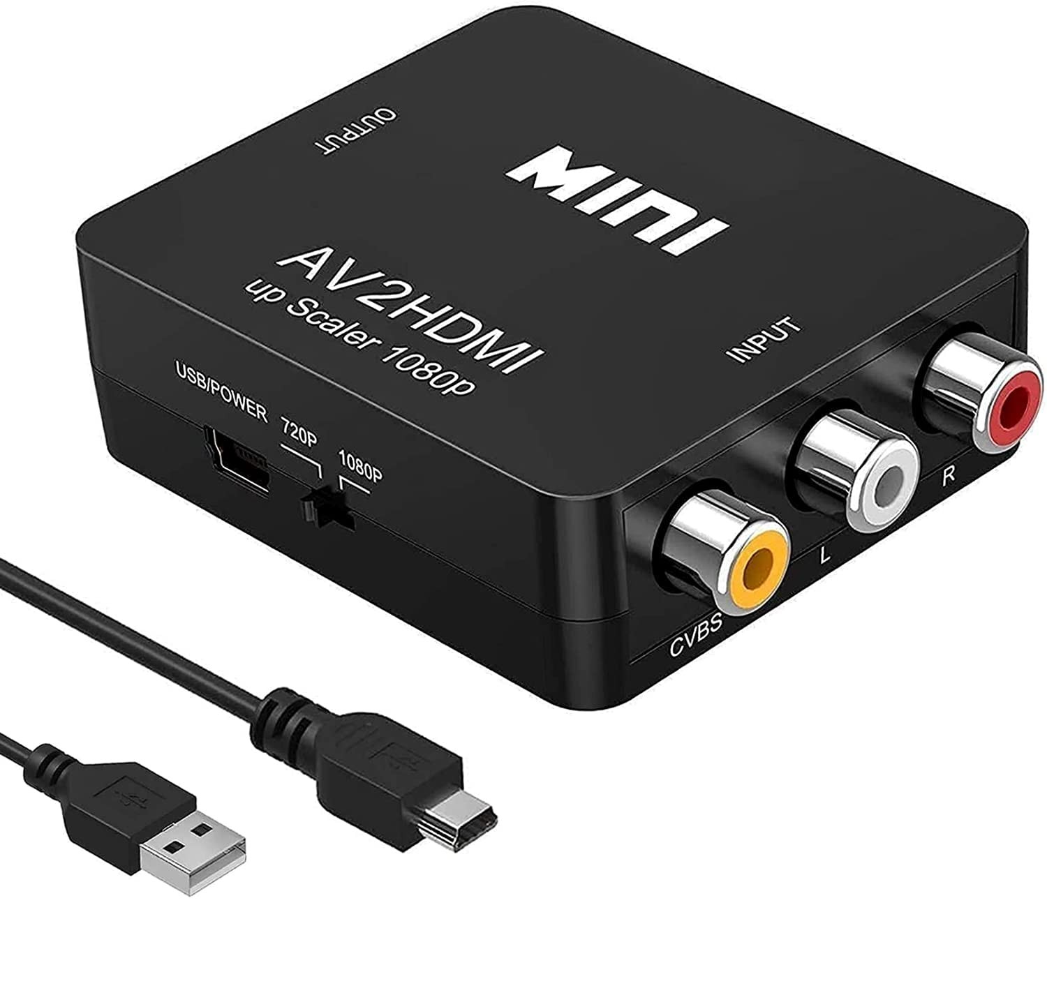RCA to HDMI AV to HDMI Converter 1080P Mini RCA Composite AV to HDMI Adapter