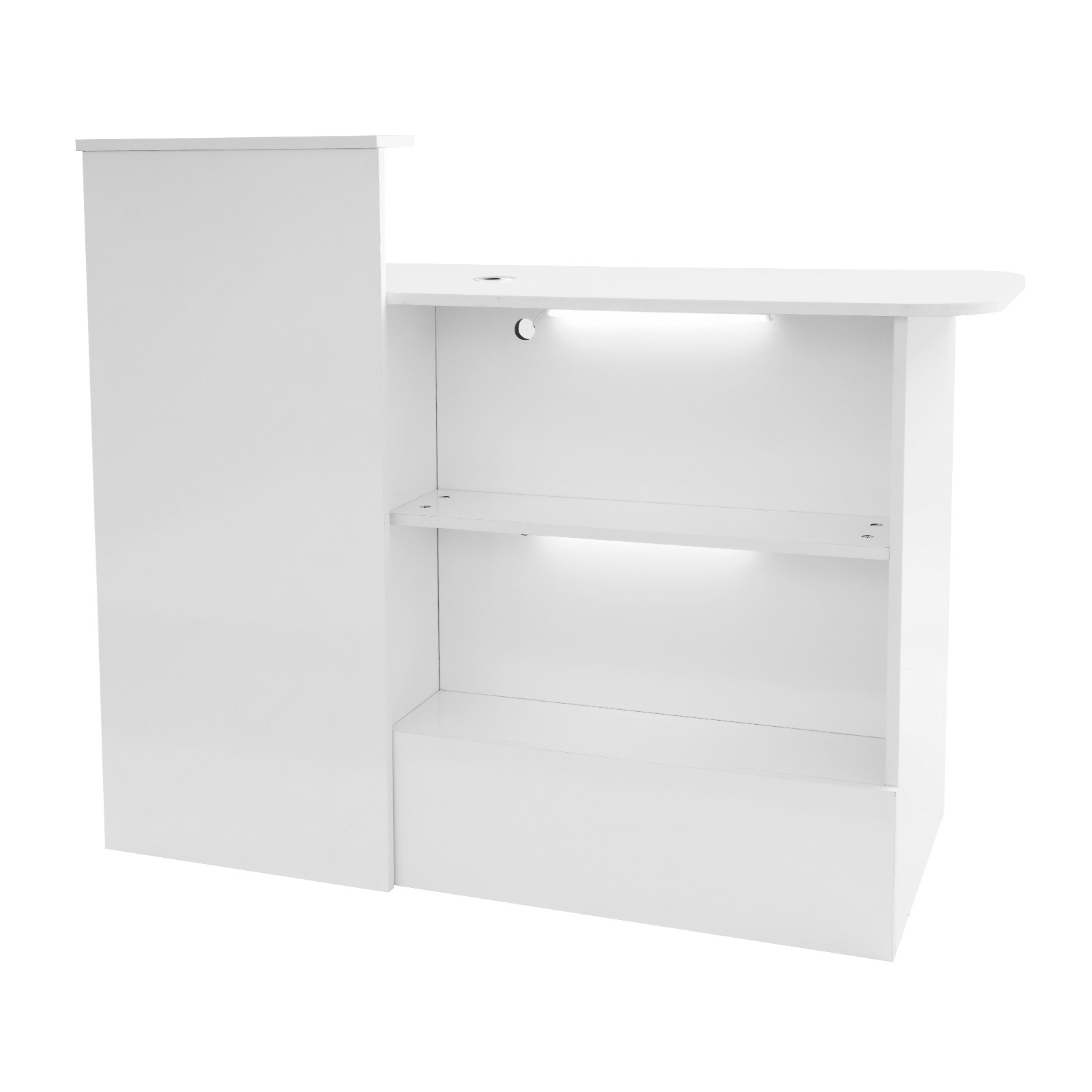 Modern Reception Desk, Transaction Counter Front Table w/Lockable Drawer & Light