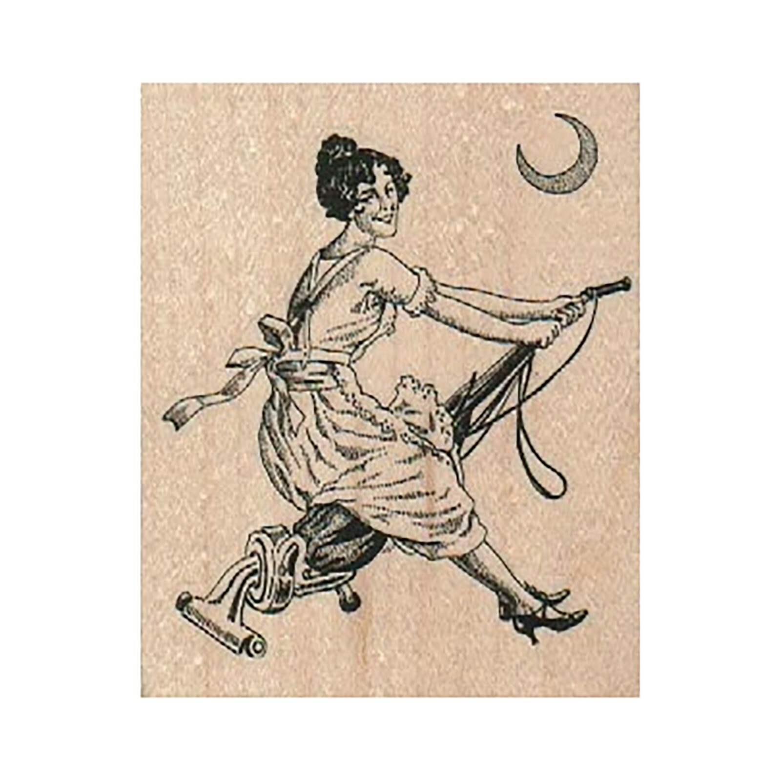 Lady Riding Vacuum RUBBER STAMP, Housewife Stamp, Witch Stamp, Domestic Goddess