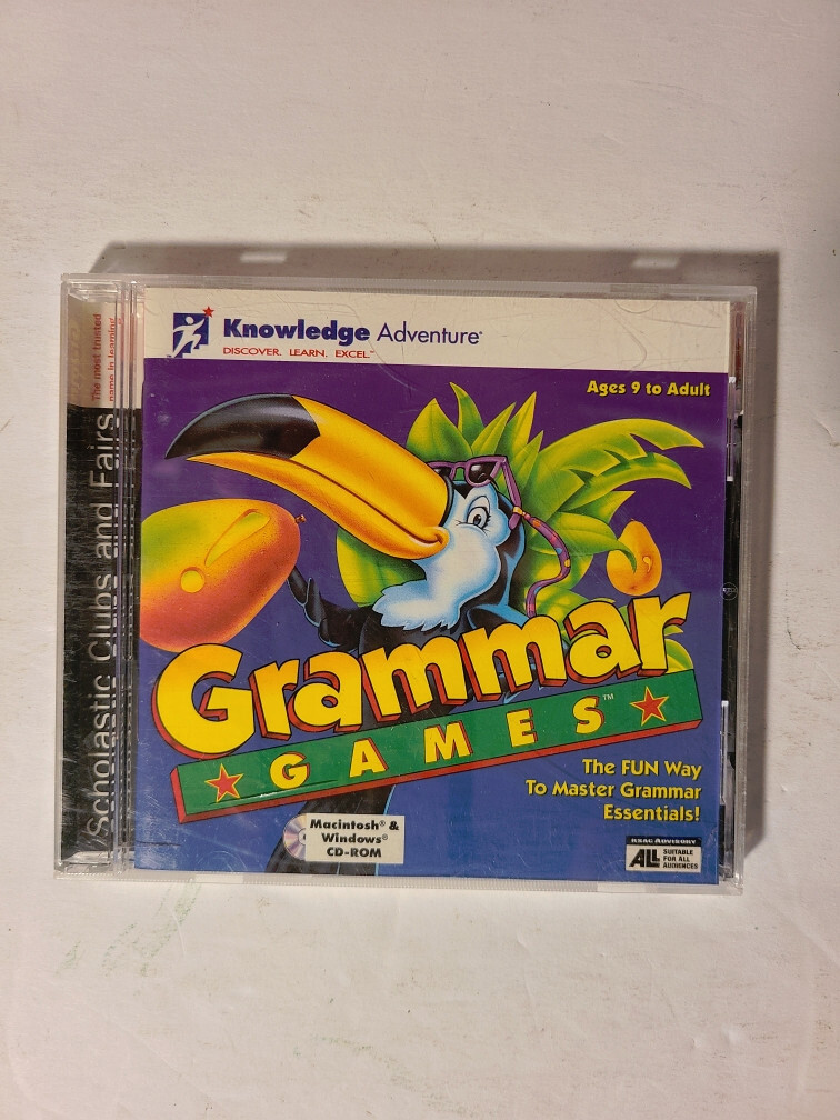 Scholastic Knowledge Adventure Grammar Games CD ROM Discover Learn Excel Ages 9+