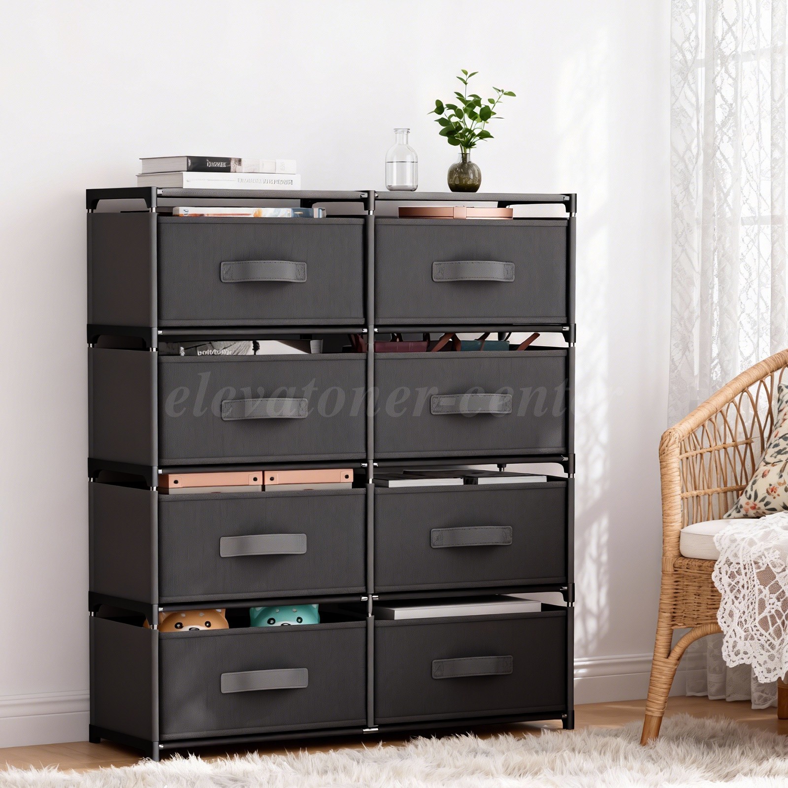 Non-Woven Fabric Multi-Functional Storage Cabinet, Double Row 8-Drawer