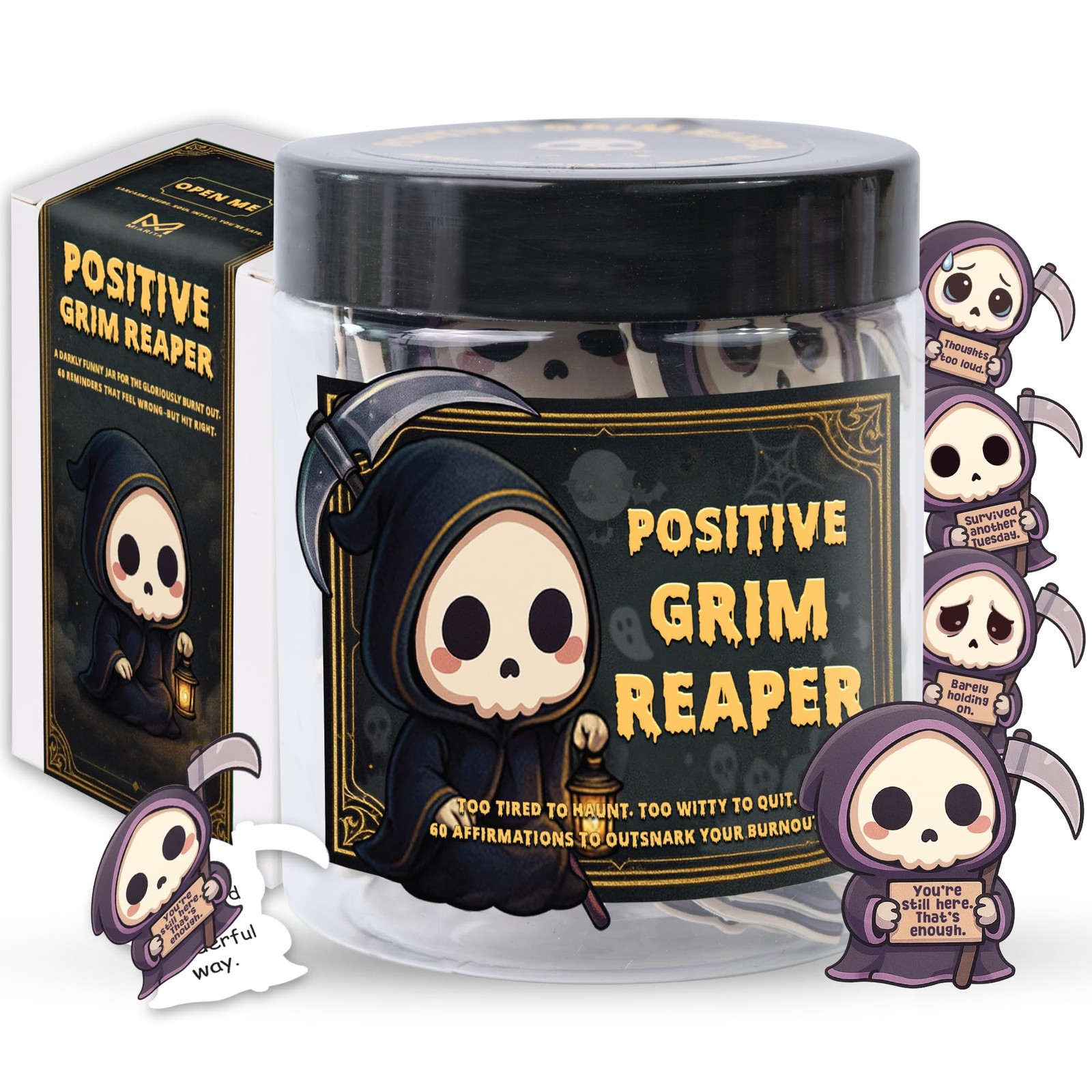 Positive Grim Reaper Jar - Emotional Support 6.8 Ounces,