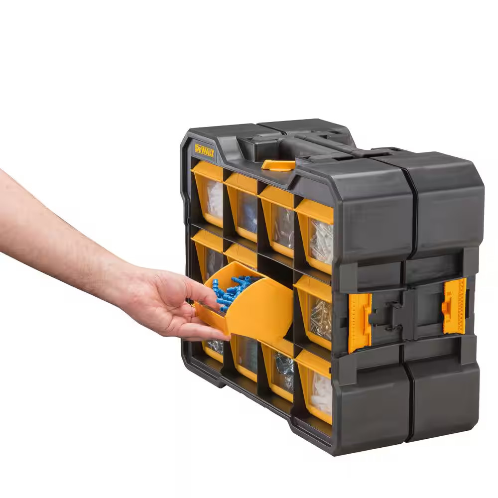 12 Compartment Small Parts Organizer Flip Bin (2 Pack)