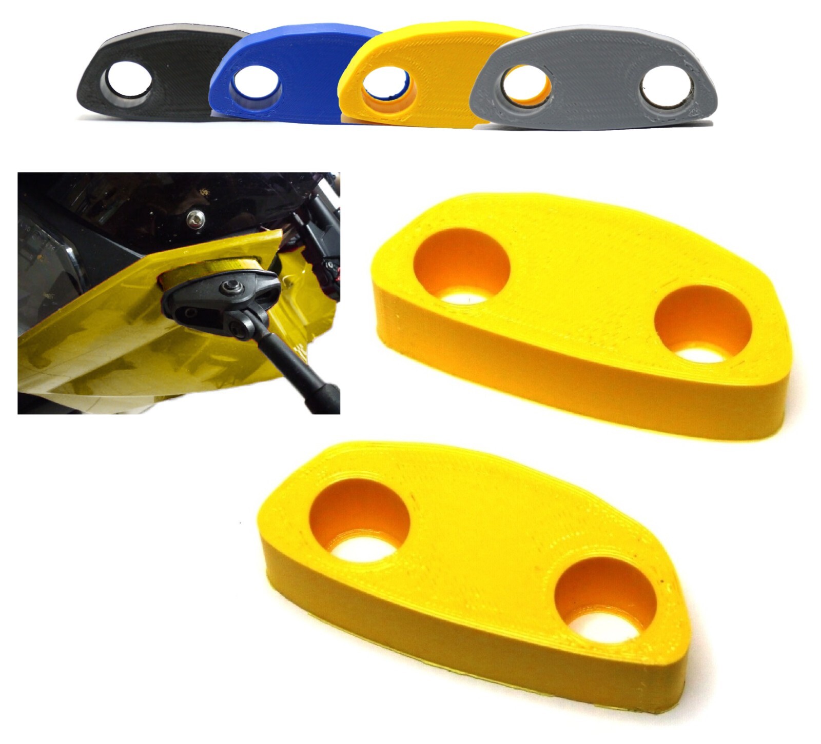 YELLOW MIRROR EXTENDERS RISER ADAPTER MOUNTS ENLARGER for BMW F800S F 800 S 800S