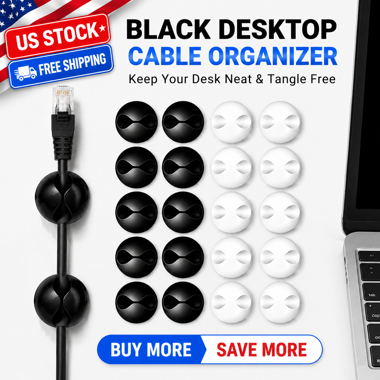 Desktop Cable Holder Clips, Wire Organizer for Cords, Charger & Data Cable Fixer