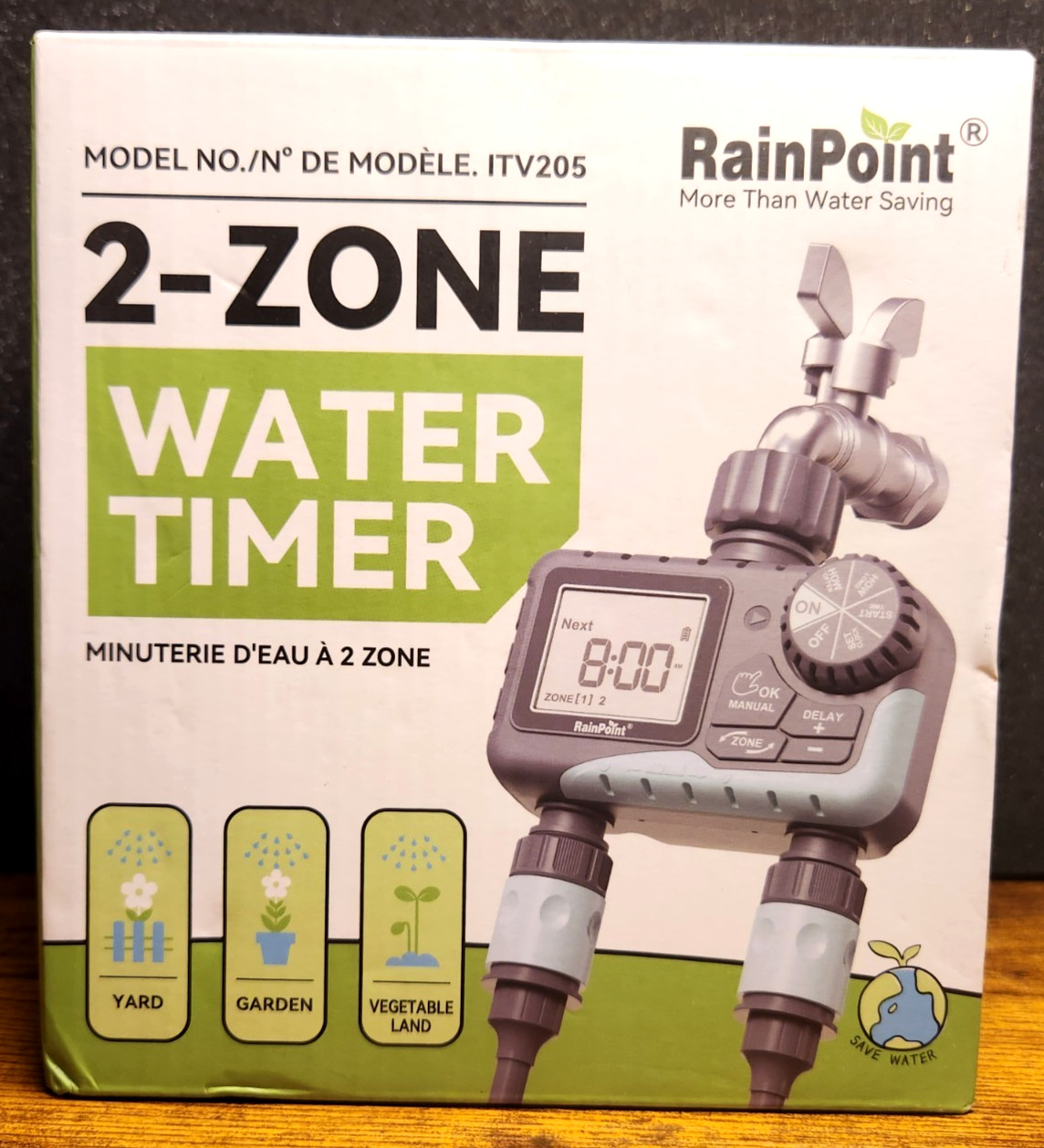 RainPoint ITV205 2 Zone Water Timer Sprinkler Controller Dual Outlet Digital