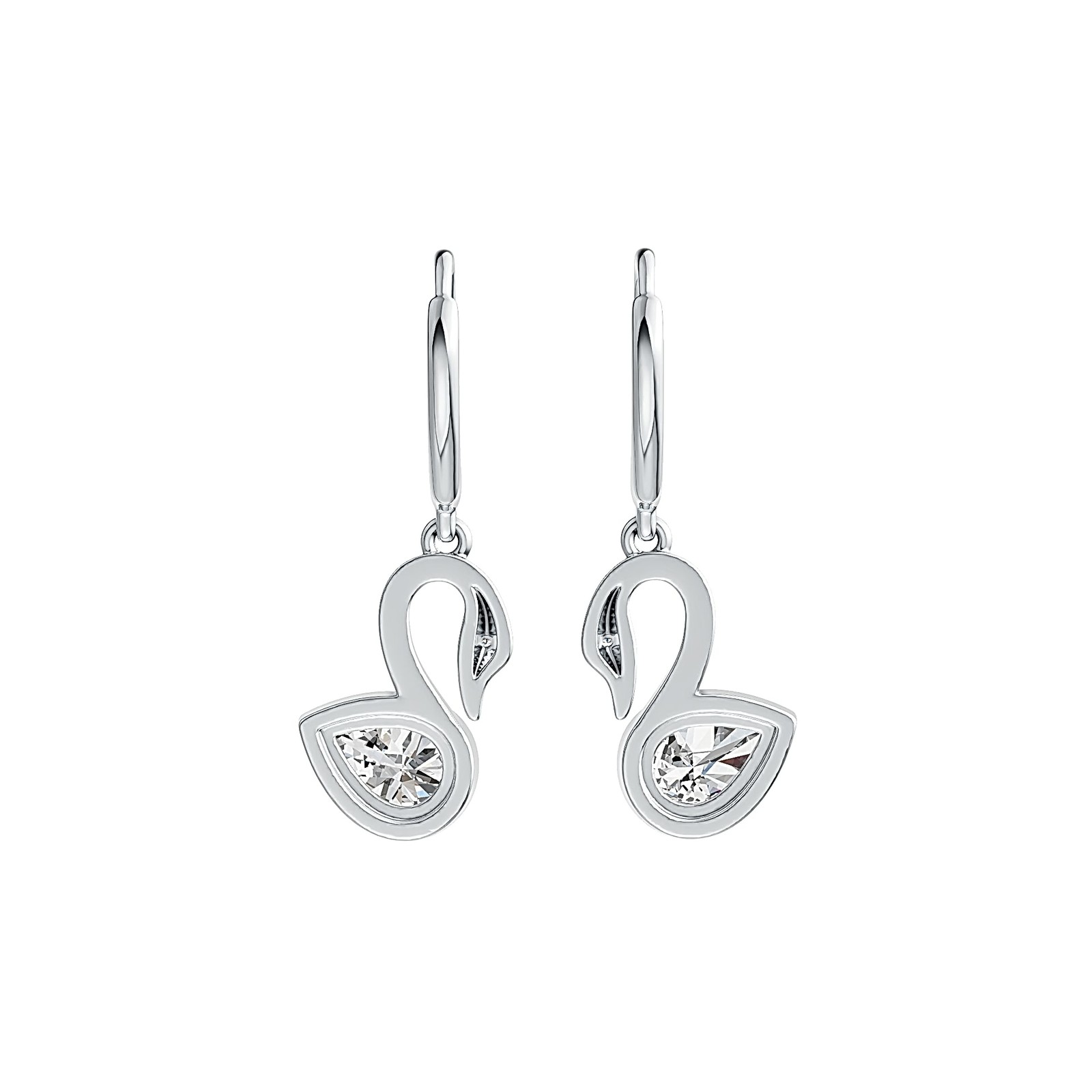 Sterling Silver Semi Mount Earrings Setting Pear PE 7X5mm Swan Theme