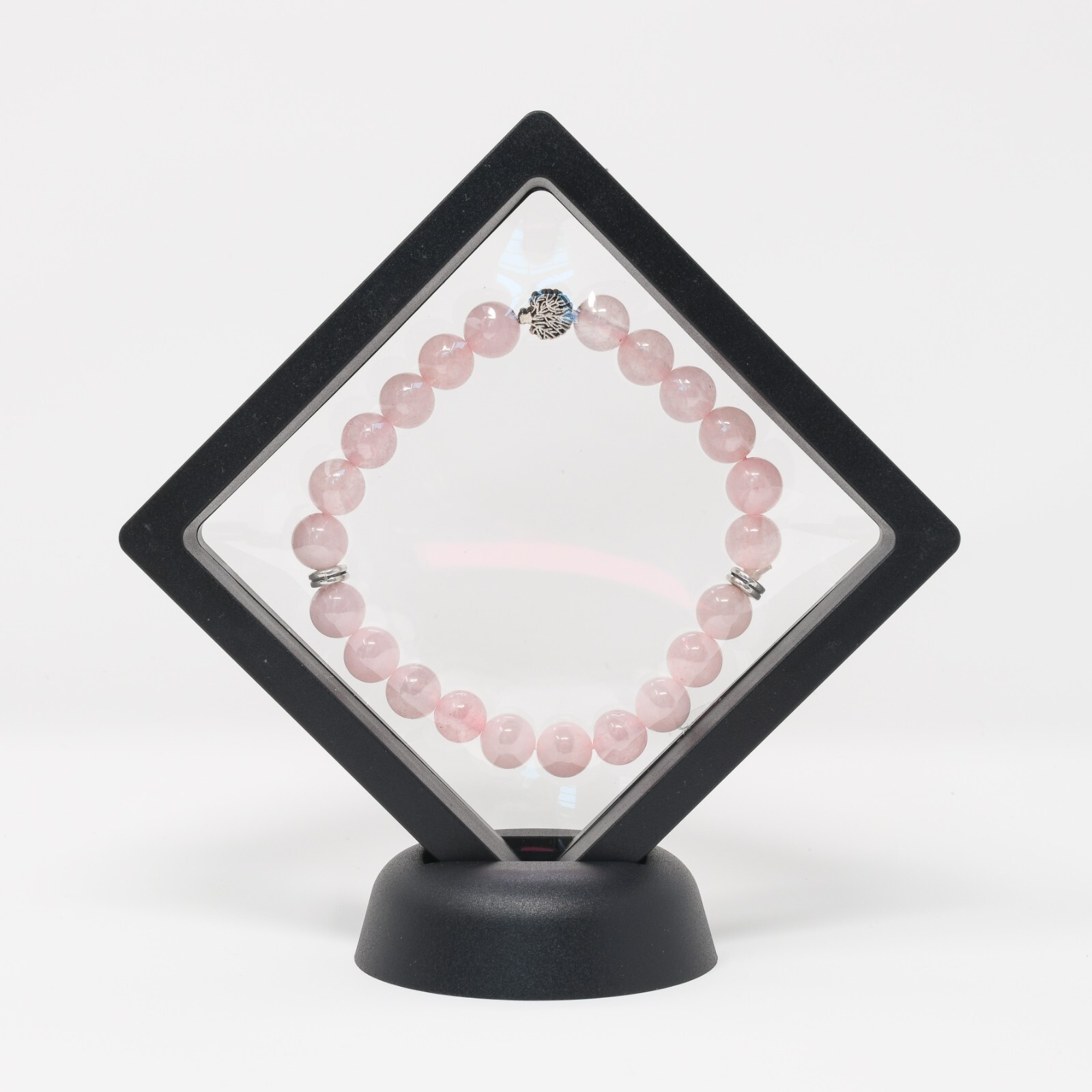 Rose Quartz Beads Tree Charm Gemstones Healing Chakra Reiki Bracelet Silver NEW