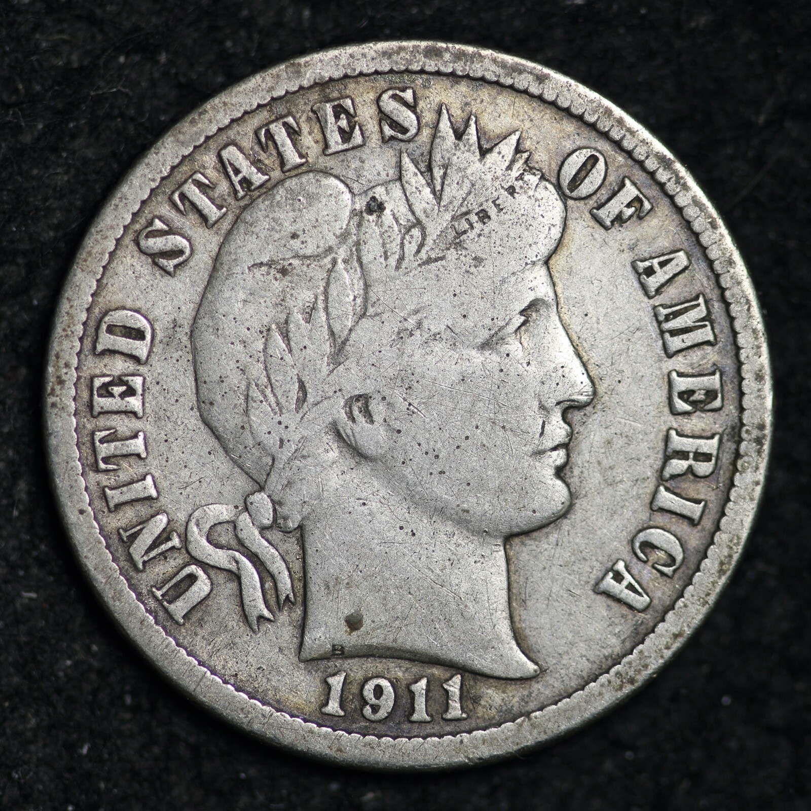 1911-D Barber Silver Dime CHOICE VF FREE SHIPPING E285 SM