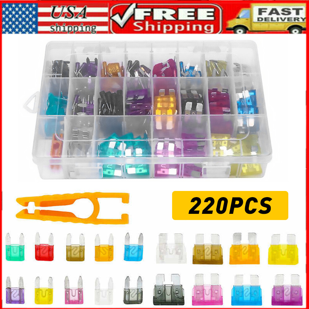 New 220 Pcs Blade Fuse Assortment Assorted Kit Aluminum Fuse Set Car Truck SUV