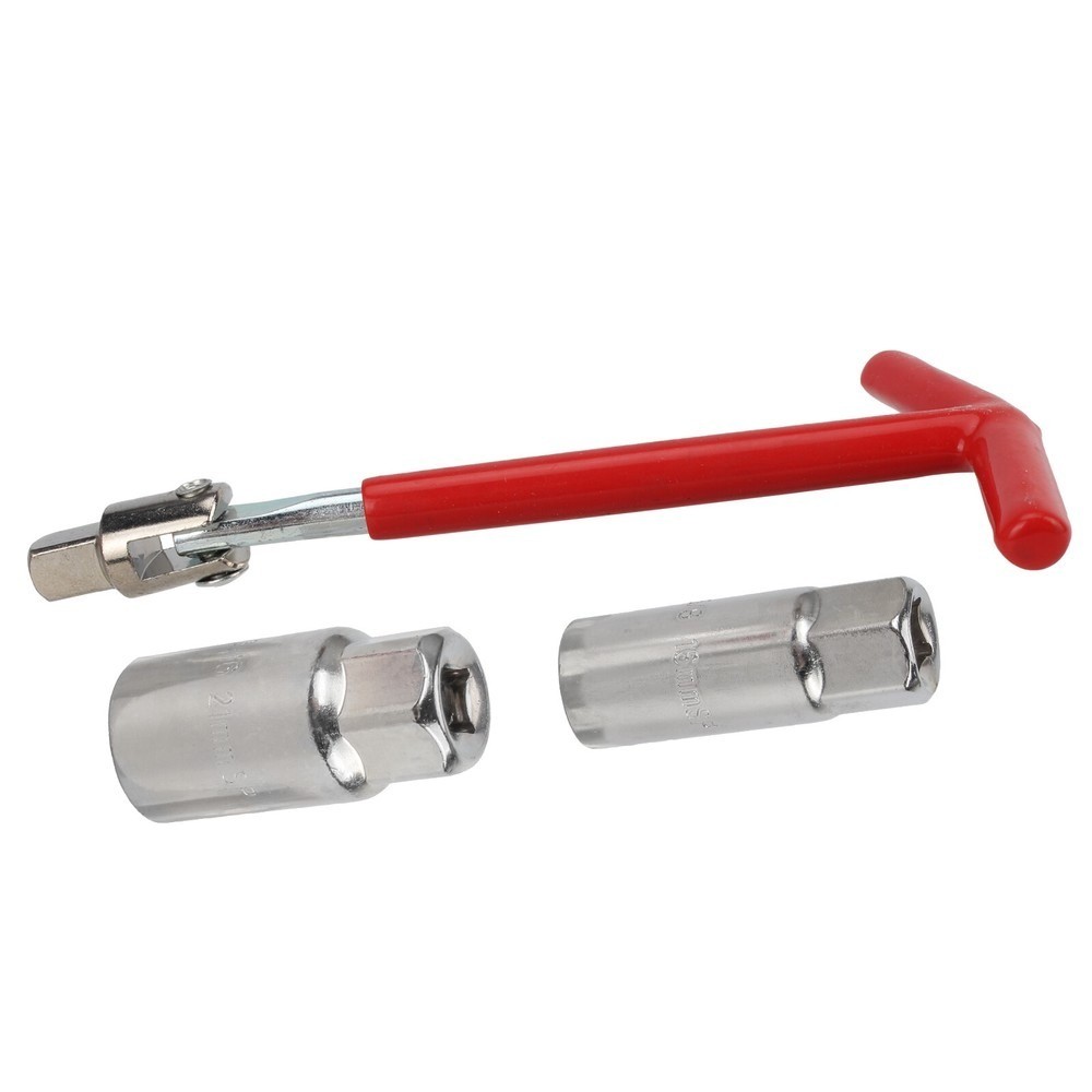 Spark Plug Removal Tool 16mm & 21mm T-Handle Flexible Spanner Socket Wrench Set