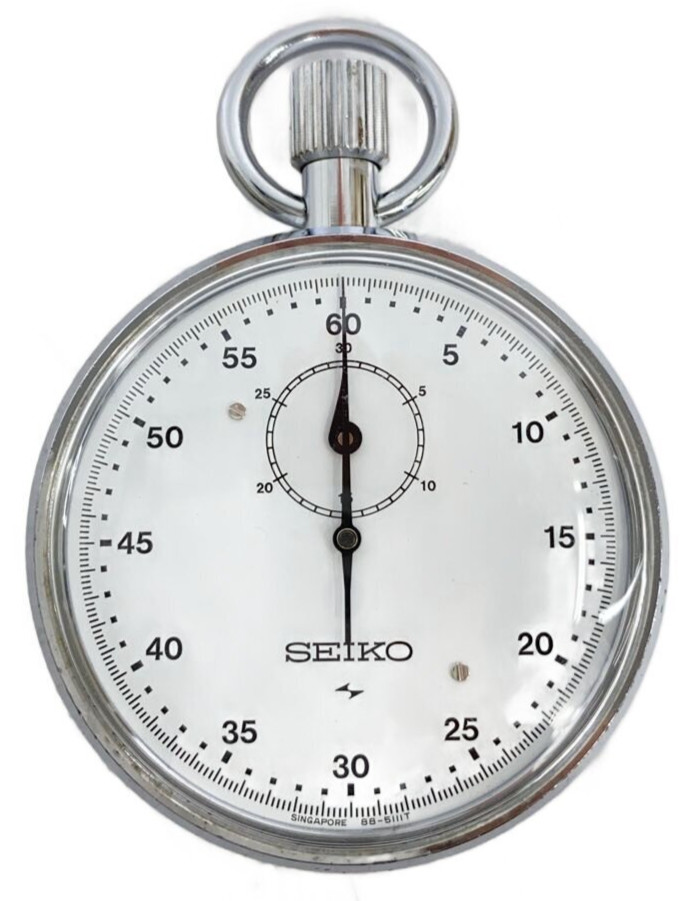 SEIKO Mechanical Stopwatch Hand Winding 88-5061 Silver Vintage JAPAN Authentic
