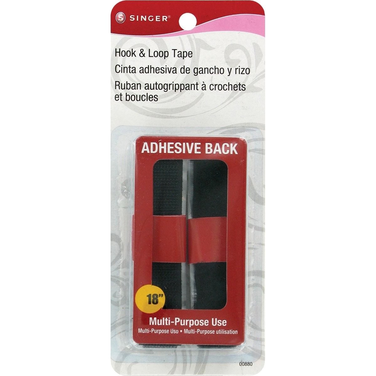 Singer Hook and Loop Adhesive Back Tape, 3/4 x 18-Inch, Black