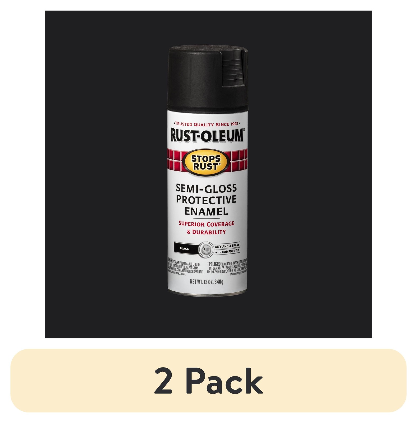 Black, Stops Rust Protective Enamel Satin Spray Paint-7777830, 12 Oz