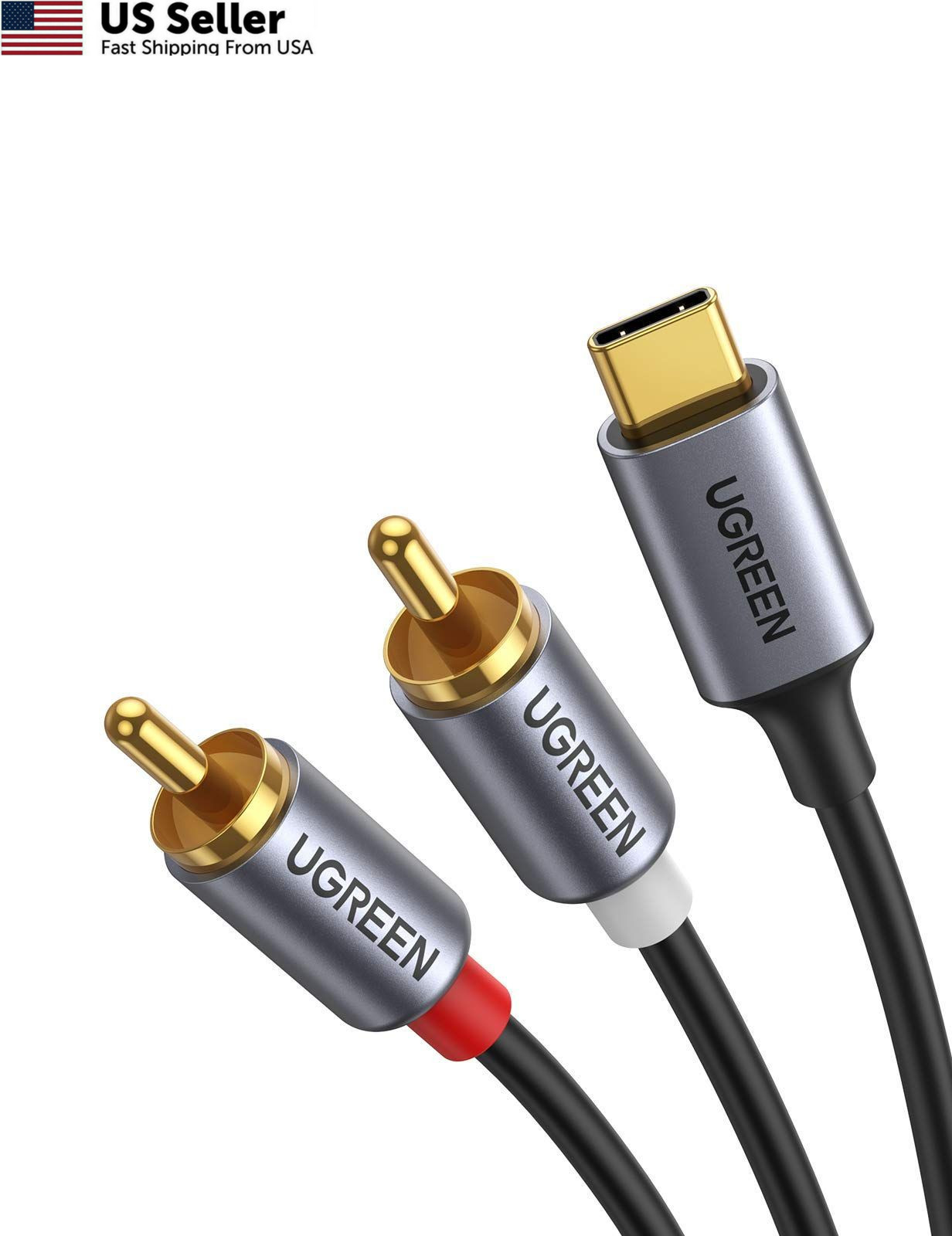 UGREEN USB C to RCA Audio Cable Type C 2RCA Male Jack Plug Adapter Black