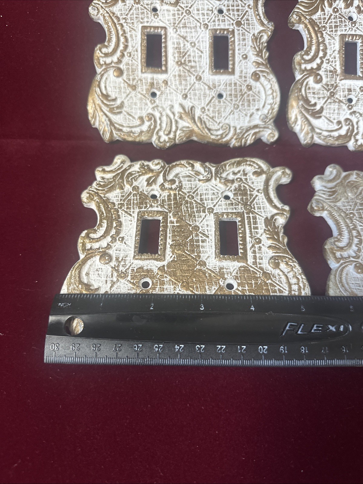 Vtg 5x5 Porcelain Double Switch Plate Lot 4 Ornate Victorian Shabby Chic Japan