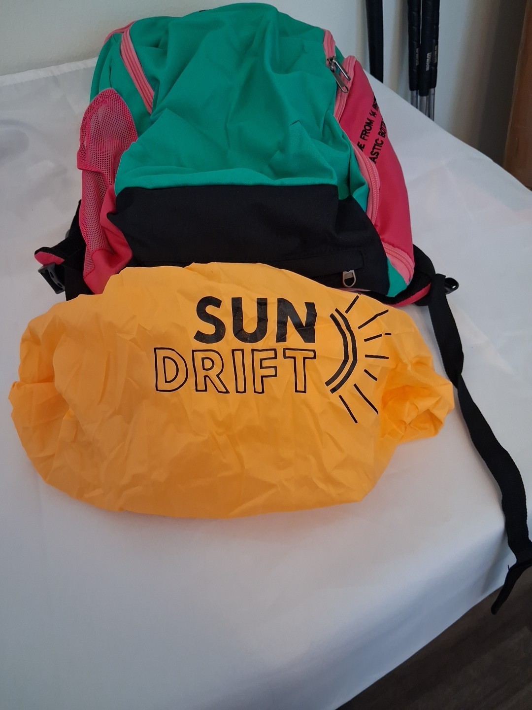 SunDrift Hiking Camping Backpack Pink Teal School Bag Recycled Heavy Duty NEW