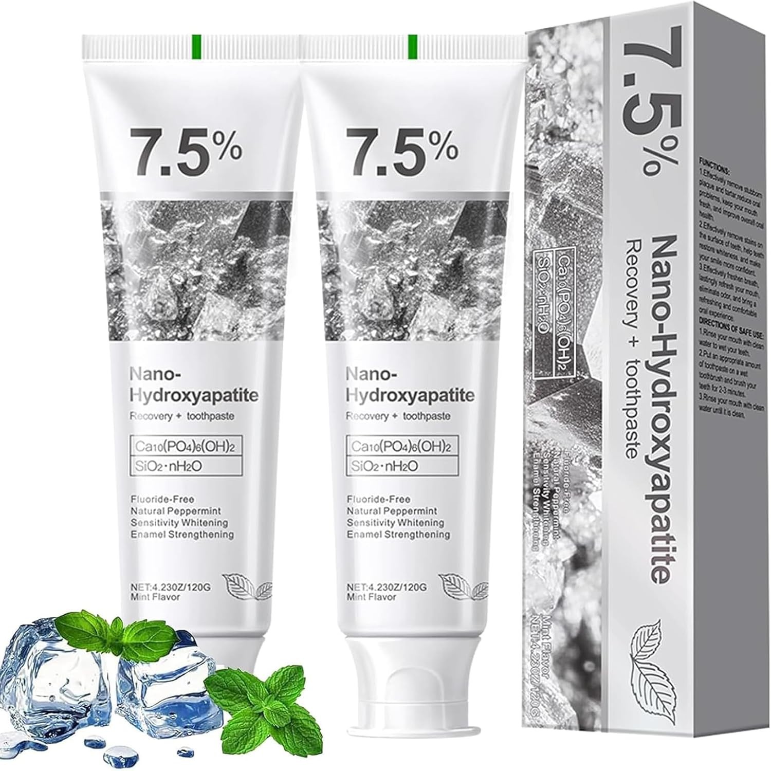 2PCS Pasta De Dientes Hidroxiapatita 7,5% Dental para protección avanzada del es