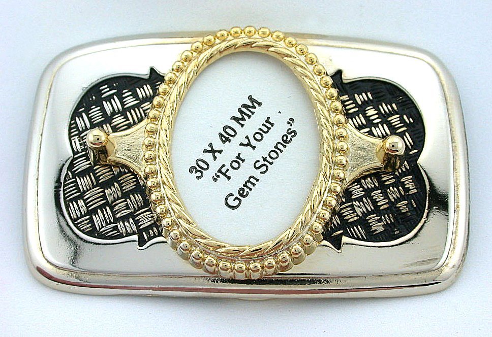 40x30 40mm x 30mm Cabochon Cab Gold Plated Goldplated Weave Belt Buckle Mounting