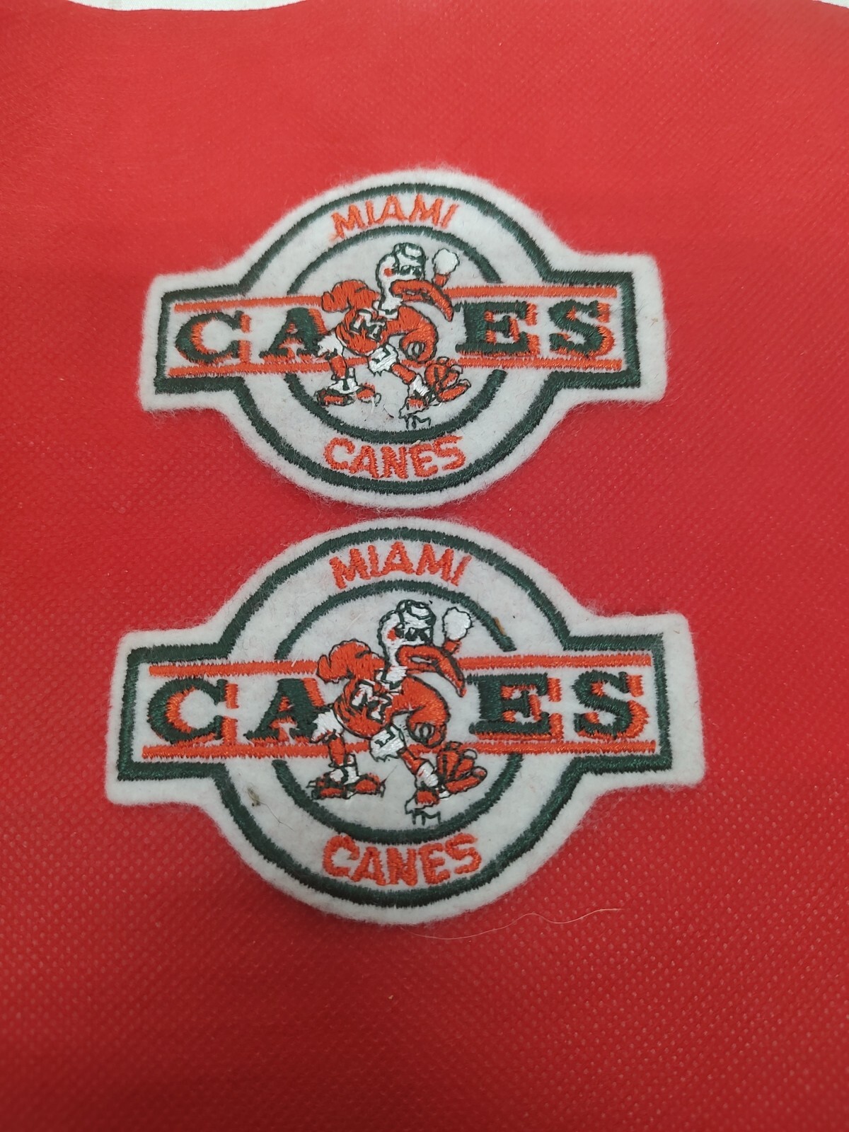 Set Of 2 University of Miami Hurricanes Vintage Embroidered  Patch 4” X 2.5” Apx