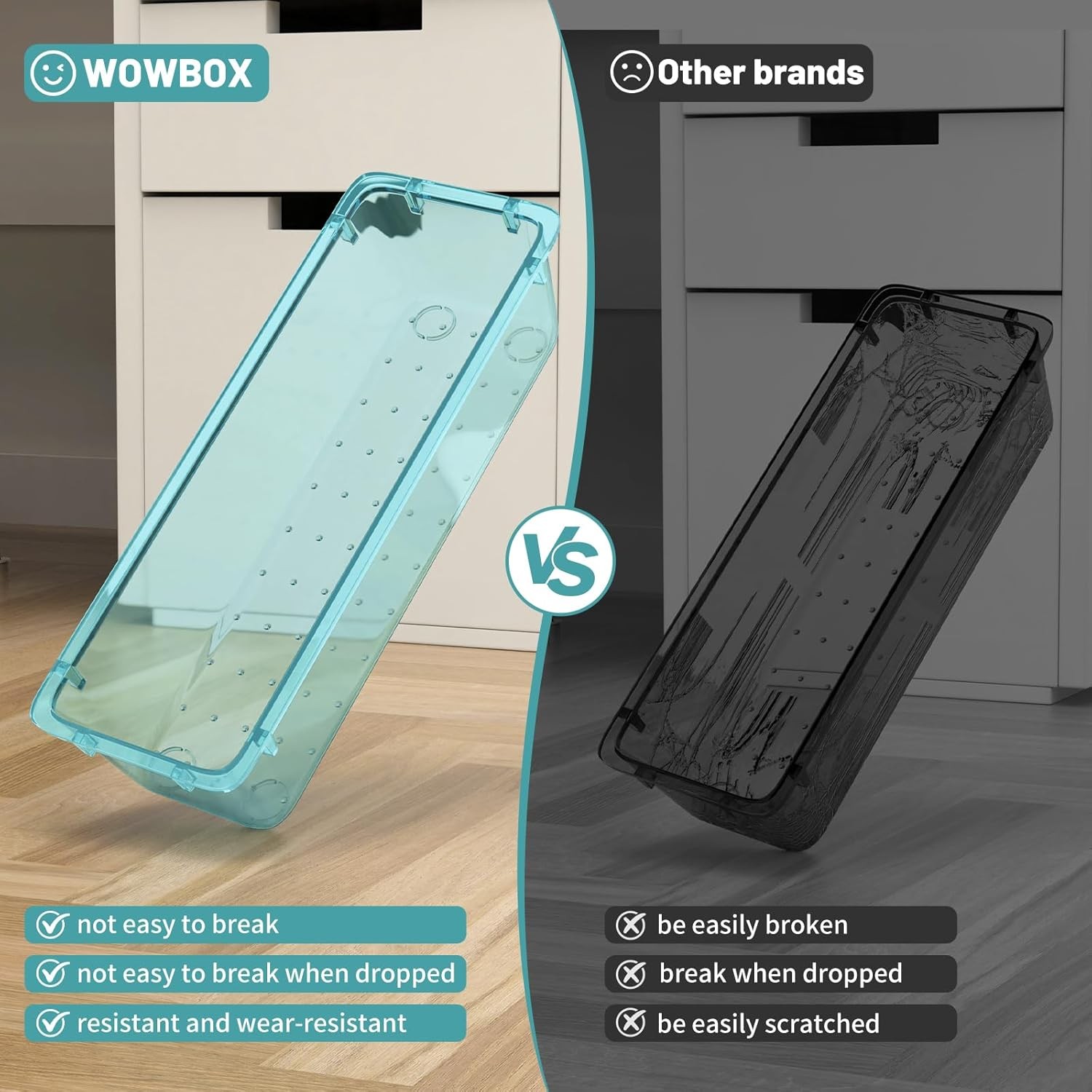 WOWBOX 8 PCS Plastic Drawer Organizer Set, 4 Sizes Desk Drawer Organization and