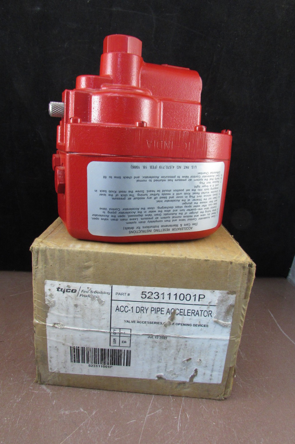 TYCO 523111001P ACC-1 DRY PIPE ACCELERATOR QUICK OPENING NEW