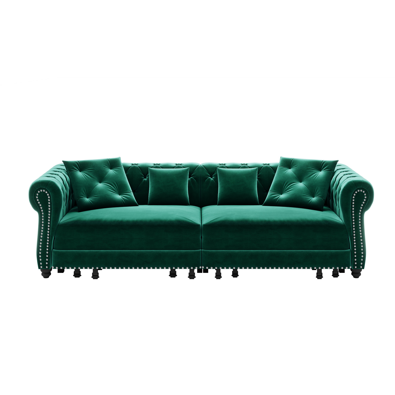 Chesterfield Sofa, 89 " W 3-in-1 Pull-Out Sofa Bed, Convertible Sleeper Sofa Bed